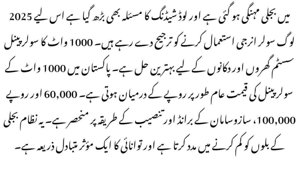 1000W Solar Panel Price in Pakistan